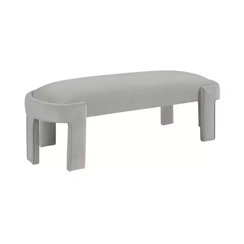 TUYOHW 54 Banc ovale moderne avec tabouret de vanité rembourré en velours avec cadre robuste, banc ottoman durable pour le bout de lit pour le salon, l'entrée