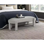 TUYOHW 54 Banc ovale moderne avec tabouret de vanité rembourré en velours avec cadre robuste, banc ottoman durable pour le bout de lit pour le salon, l'entrée