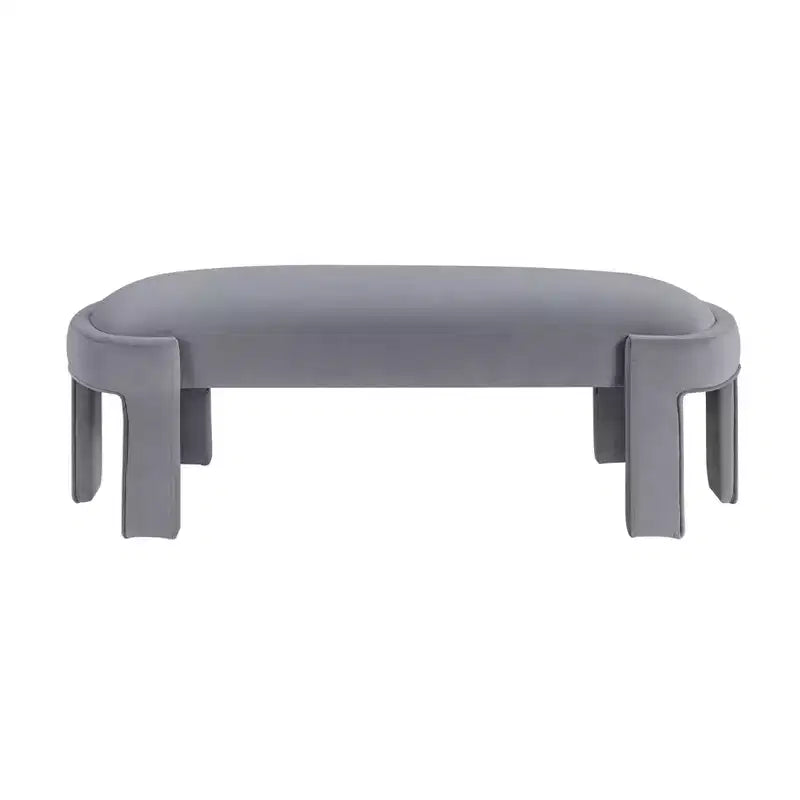TUYOHW 54 Banc ovale moderne avec tabouret de vanité rembourré en velours avec cadre robuste, banc ottoman durable pour le bout de lit pour le salon, l'entrée