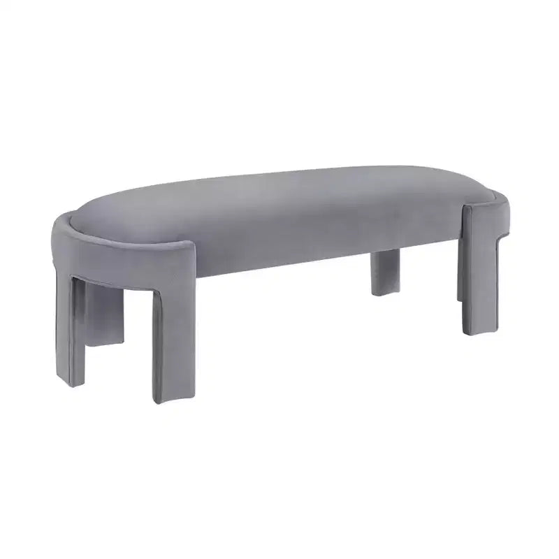 TUYOHW 54 Banc ovale moderne avec tabouret de vanité rembourré en velours avec cadre robuste, banc ottoman durable pour le bout de lit pour le salon, l'entrée