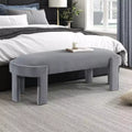 TUYOHW 54 Banc ovale moderne avec tabouret de vanité rembourré en velours avec cadre robuste, banc ottoman durable pour le bout de lit pour le salon, l'entrée