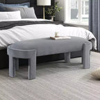 TUYOHW 54 Banc ovale moderne avec tabouret de vanité rembourré en velours avec cadre robuste, banc ottoman durable pour le bout de lit pour le salon, l'entrée