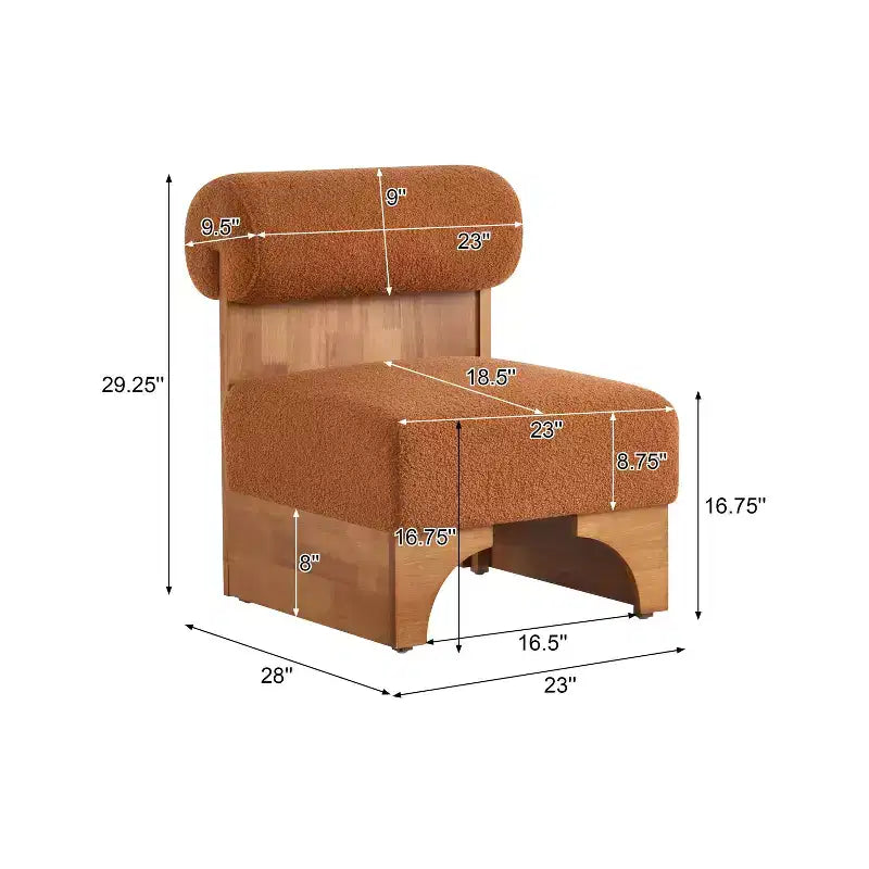 TUYOHW Fauteuil de salon moderne en tissu bouclette, fauteuil rembourré en bouclette avec dossier roulé, cadre en bois massif, fauteuil d'appoint pour salon, chambre, bureau