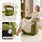 Fauteuil pivotant TUYOHW en tissu chenille, fauteuil de loisirs en forme de tonneau avec dossier incurvé, fauteuil de lecture rembourré pour salon, chambre, bureau