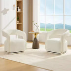 Fauteuil pivotant TUYOHW en tissu chenille, fauteuil de loisirs en forme de tonneau avec dossier incurvé, fauteuil de lecture rembourré pour salon, chambre, bureau