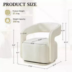 Fauteuil pivotant TUYOHW en tissu chenille, fauteuil de loisirs en forme de tonneau avec dossier incurvé, fauteuil de lecture rembourré pour salon, chambre, bureau