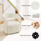 Fauteuil pivotant TUYOHW en tissu chenille, fauteuil de loisirs en forme de tonneau avec dossier incurvé, fauteuil de lecture rembourré pour salon, chambre, bureau