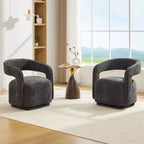 Fauteuil pivotant TUYOHW en tissu chenille, fauteuil de loisirs en forme de tonneau avec dossier incurvé, fauteuil de lecture rembourré pour salon, chambre, bureau