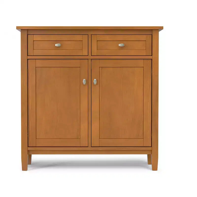 Meuble de rangement pour entrée de 36 po de large en bois massif de style transitoire Norfolk, brun doré pâle