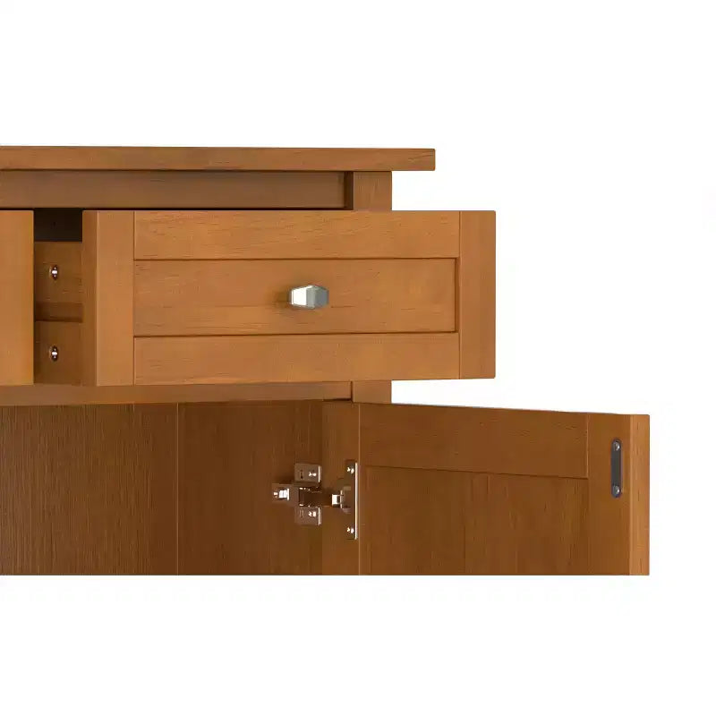 Meuble de rangement pour entrée de 36 po de large en bois massif de style transitoire Norfolk, brun doré pâle