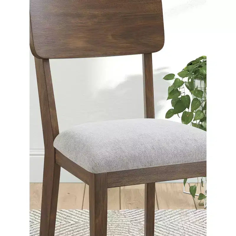 Signature Design by Ashley Allstream - Chaises de salle à manger capitonnées, lot de 2, assises en polyester gris avec cadre en bois massif marron