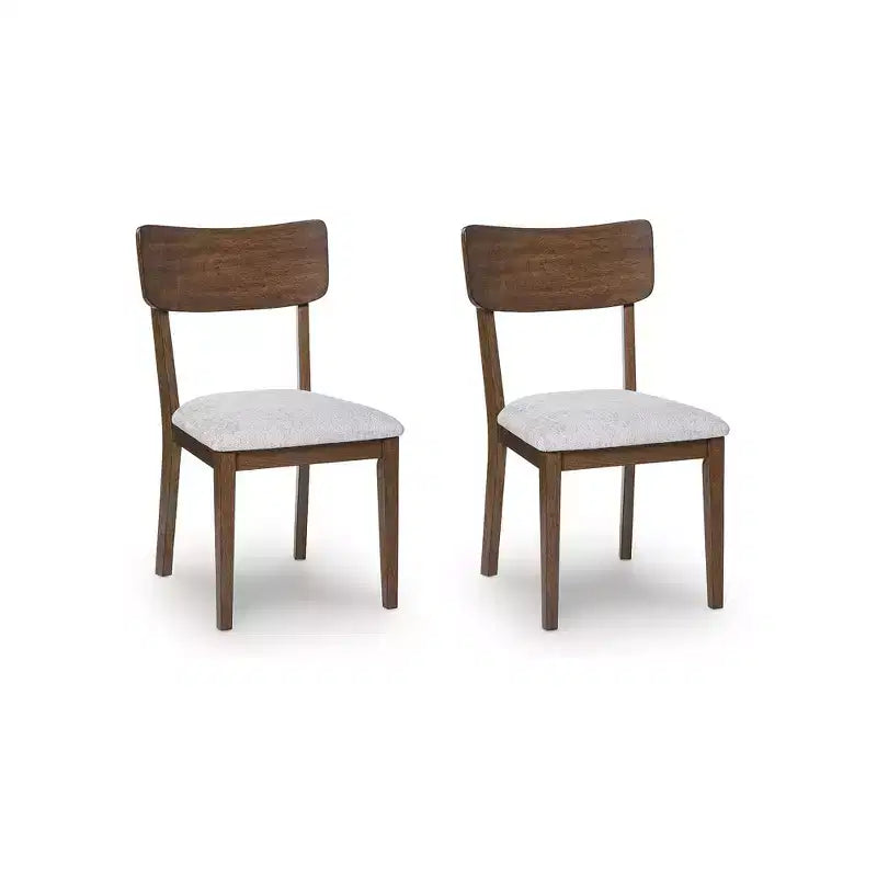Signature Design by Ashley Allstream - Chaises de salle à manger capitonnées, lot de 2, assises en polyester gris avec cadre en bois massif marron