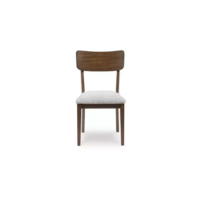 Signature Design by Ashley Allstream - Chaises de salle à manger capitonnées, lot de 2, assises en polyester gris avec cadre en bois massif marron