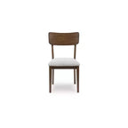 Signature Design by Ashley Allstream - Chaises de salle à manger capitonnées, lot de 2, assises en polyester gris avec cadre en bois massif marron