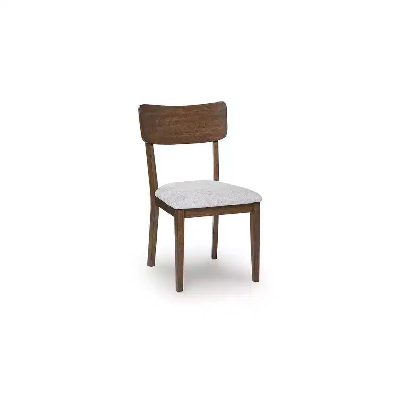 Signature Design by Ashley Allstream - Chaises de salle à manger capitonnées, lot de 2, assises en polyester gris avec cadre en bois massif marron