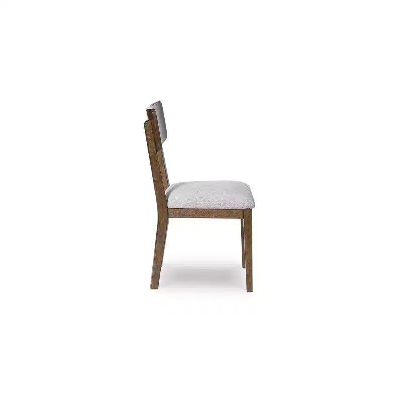 Signature Design by Ashley Allstream - Chaises de salle à manger capitonnées, lot de 2, assises en polyester gris avec cadre en bois massif marron