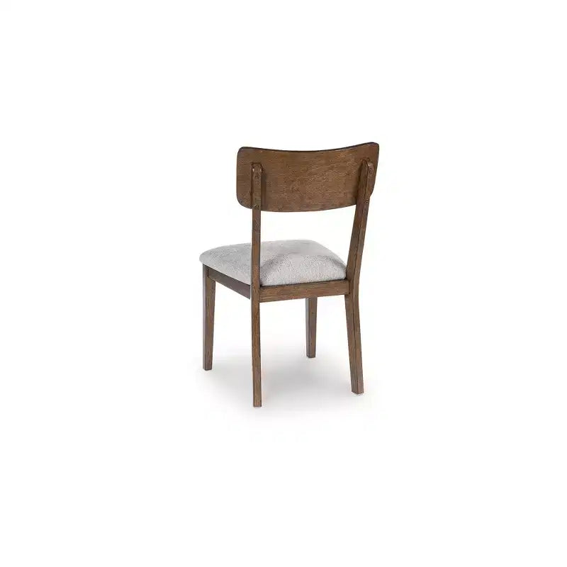 Signature Design by Ashley Allstream - Chaises de salle à manger capitonnées, lot de 2, assises en polyester gris avec cadre en bois massif marron