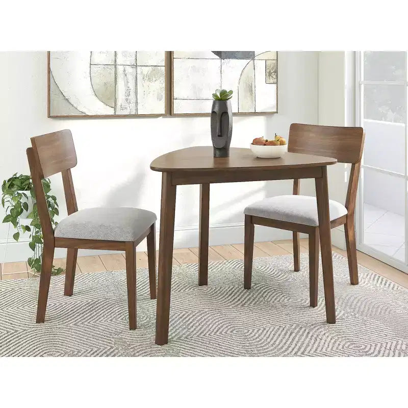 Signature Design by Ashley Allstream - Chaises de salle à manger capitonnées, lot de 2, assises en polyester gris avec cadre en bois massif marron