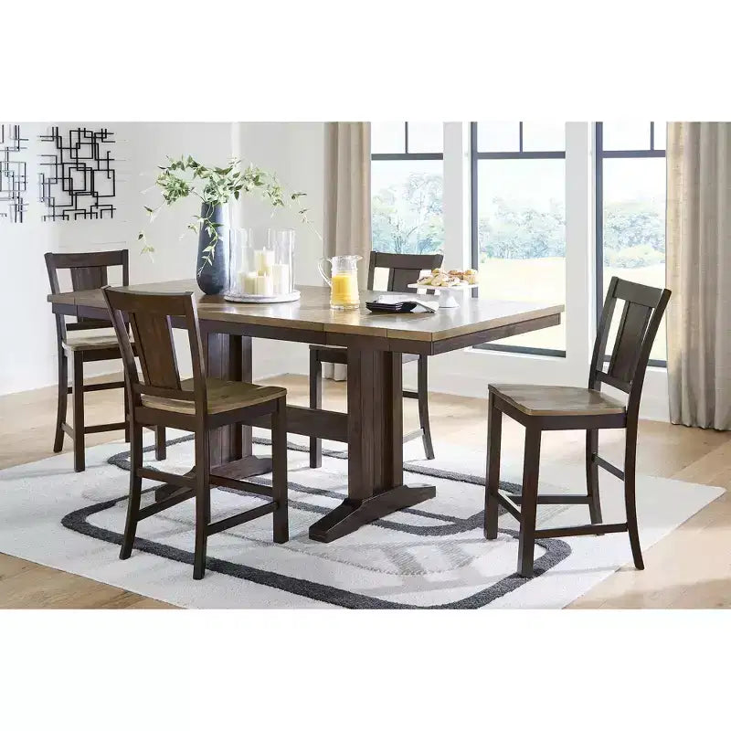 Tabourets de bar Signature Design by Ashley Sharlander, lot de 2, finition marron clair et marron foncé