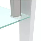 Table basse rectangulaire en verre, table basse transparente avec espace de rangement double couche, tube en métal, table d'appoint moderne du milieu du siècle pour salon