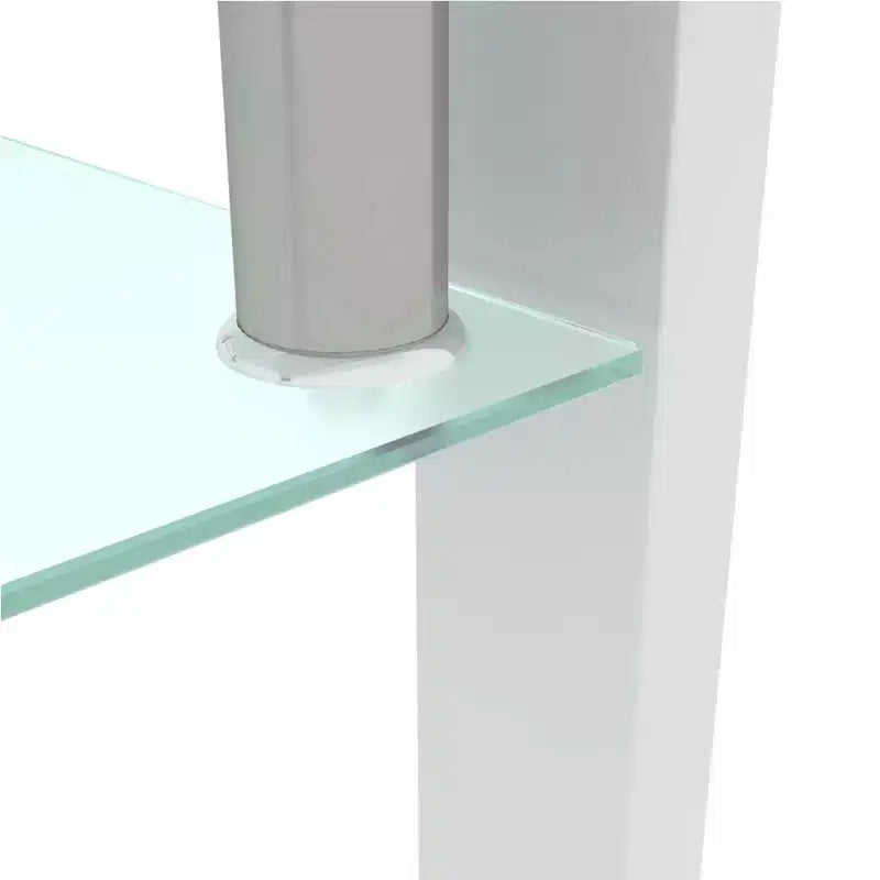 Table basse rectangulaire en verre, table basse transparente avec espace de rangement double couche, tube en métal, table d'appoint moderne du milieu du siècle pour salon