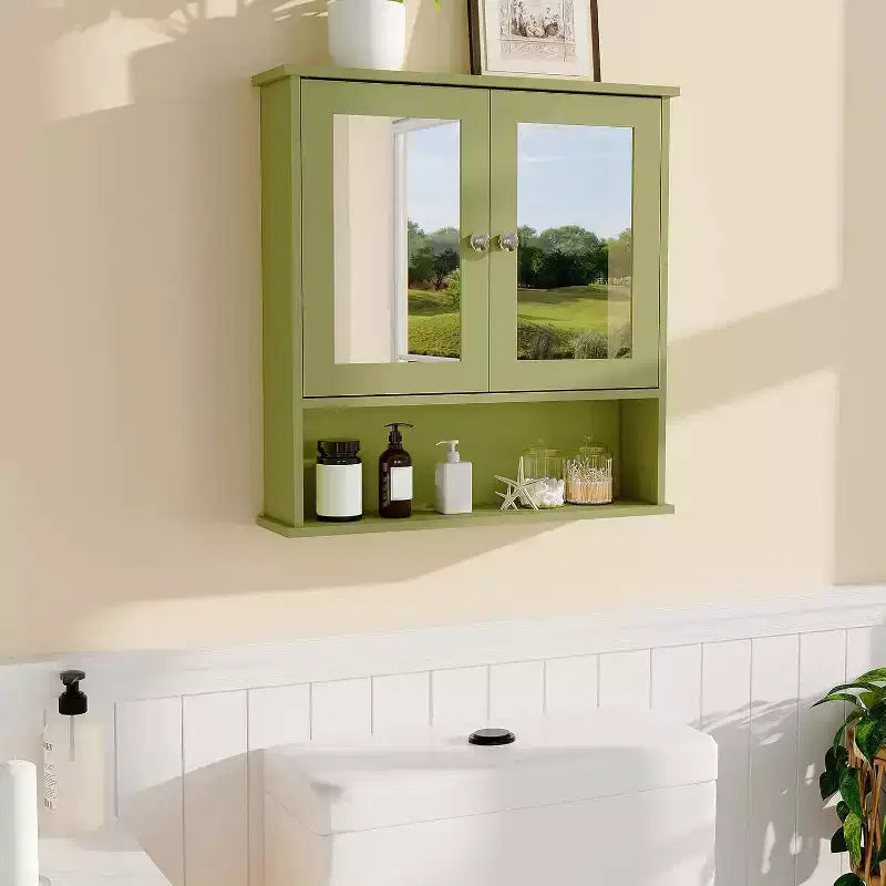 Armoire à pharmacie murale avec miroir et étagère réglable, armoire en chêne étanche pour l'organisation de la salle de bain