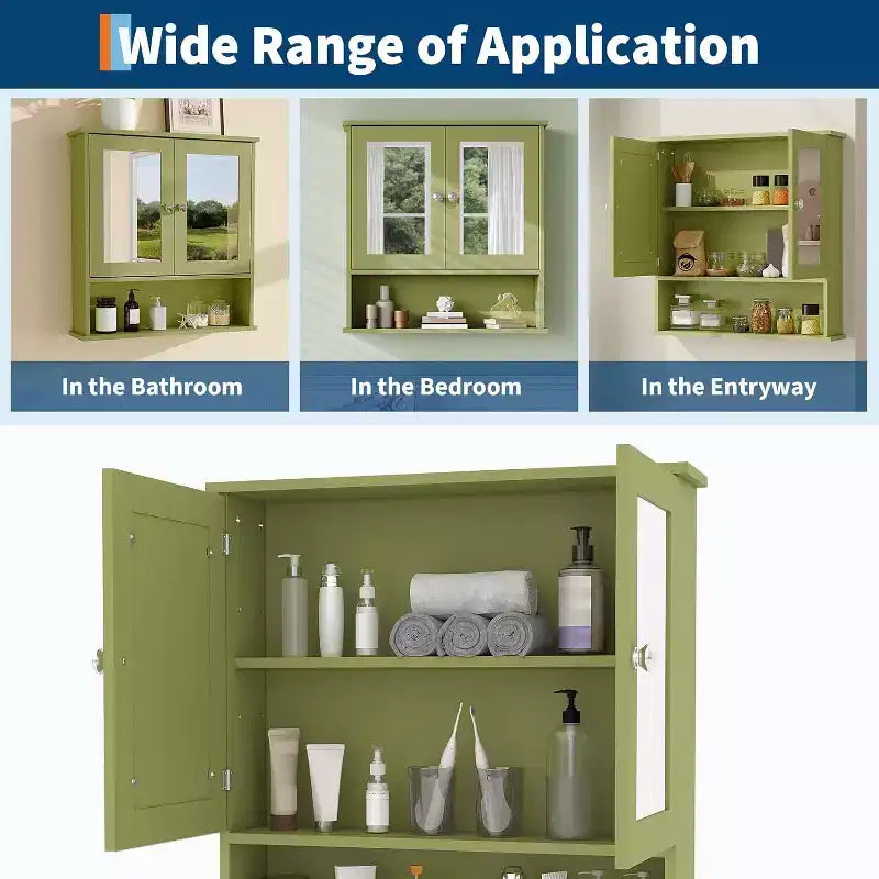 Armoire à pharmacie murale avec miroir et étagère réglable, armoire en chêne étanche pour l'organisation de la salle de bain