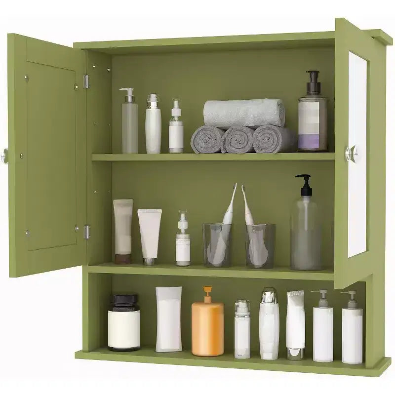 Armoire à pharmacie murale avec miroir et étagère réglable, armoire en chêne étanche pour l'organisation de la salle de bain