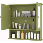 Armoire à pharmacie murale avec miroir et étagère réglable, armoire en chêne étanche pour l'organisation de la salle de bain