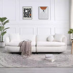 Probe Hues 89 inch Round Sofa, 3 Seater Modern Style Upholstered Couch With 2 Pillows
