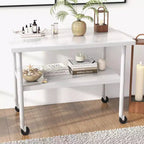 Table de travail en acier inoxydable certifiée NSF, robuste, pour cuisine commerciale, avec étagère inférieure, pour la maison, le restaurant, l'hôtel, argent