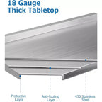 Table de travail en acier inoxydable certifiée NSF, robuste, pour cuisine commerciale, avec étagère inférieure, pour la maison, le restaurant, l'hôtel, argent