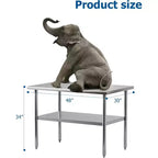 Table de travail en acier inoxydable certifiée NSF, robuste, pour cuisine commerciale, avec étagère inférieure, pour la maison, le restaurant, l'hôtel, argent