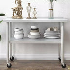 Table de travail en acier inoxydable certifiée NSF, robuste, pour cuisine commerciale, avec étagère inférieure, pour la maison, le restaurant, l'hôtel, argent