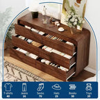 Commode à 6 tiroirs pour chambre à coucher, commode en bois moderne de 120 cm de large avec grand espace de rangement en bois, commode pour salon, couloir