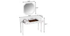 Coiffeuse GDFStudio Temani Rétro à 3 tiroirs avec grand miroir octogonal et rangement à bijoux