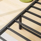 Cadre de lit double MAYEERTY avec tête de lit de rangement et station de recharge, pas besoin de sommier tapissier pour chambre à coucher
