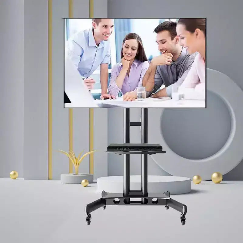 Acekool Chariot TV roulant pour écrans de 32 à 65 pouces, support TV mobile réglable avec roulettes, bureau à domicile, noir