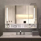 GDFStudio Aurora LED Lighted Bathroom Medicine Cabinet with Defogging Mirror
