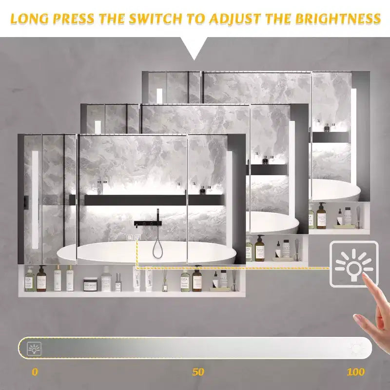 GDFStudio Aurora Armoire de toilette à LED avec miroir antibuée