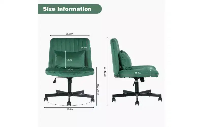 Chaise pivotante moderne en lin TUYOHW, chaise de bureau ergonomique, chaise de bureau à domicile réglable en hauteur, chaise polyvalente sans accoudoirs avec roulettes
