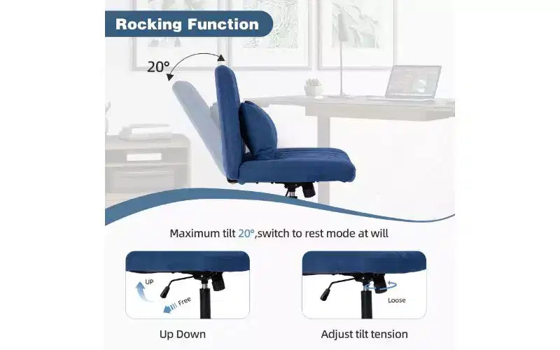 Chaise pivotante moderne en lin TUYOHW, chaise de bureau ergonomique, chaise de bureau à domicile réglable en hauteur, chaise polyvalente sans accoudoirs avec roulettes