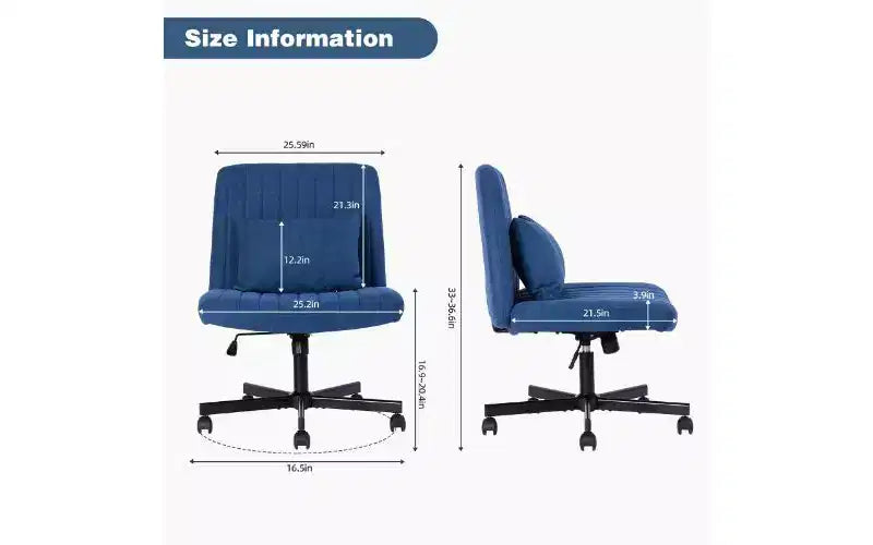 Chaise pivotante moderne en lin TUYOHW, chaise de bureau ergonomique, chaise de bureau à domicile réglable en hauteur, chaise polyvalente sans accoudoirs avec roulettes