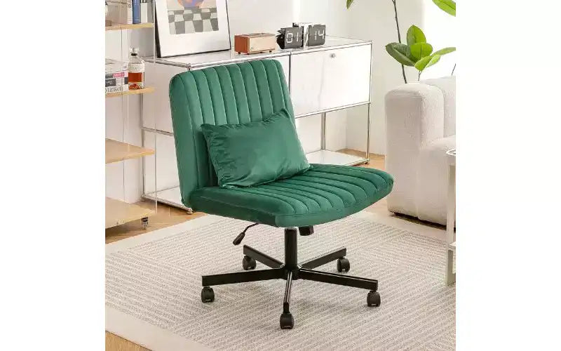 Chaise pivotante moderne en lin TUYOHW, chaise de bureau ergonomique, chaise de bureau à domicile réglable en hauteur, chaise polyvalente sans accoudoirs avec roulettes