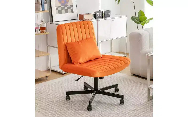Chaise pivotante moderne en lin TUYOHW, chaise de bureau ergonomique, chaise de bureau à domicile réglable en hauteur, chaise polyvalente sans accoudoirs avec roulettes