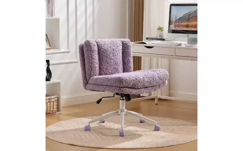 Chaise de bureau ergonomique TUYOHW en peluche fausse alpaga, chaise de bureau à domicile avec siège large de 67 cm, chaise pivotante réglable avec base en métal
