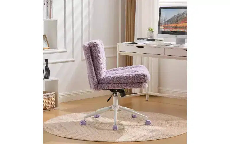 Chaise de bureau ergonomique TUYOHW en peluche fausse alpaga, chaise de bureau à domicile avec siège large de 67 cm, chaise pivotante réglable avec base en métal