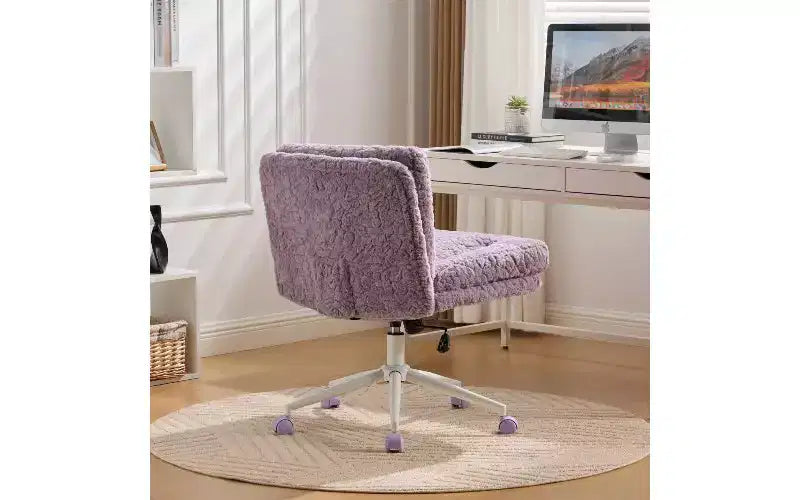 Chaise de bureau ergonomique TUYOHW en peluche fausse alpaga, chaise de bureau à domicile avec siège large de 67 cm, chaise pivotante réglable avec base en métal