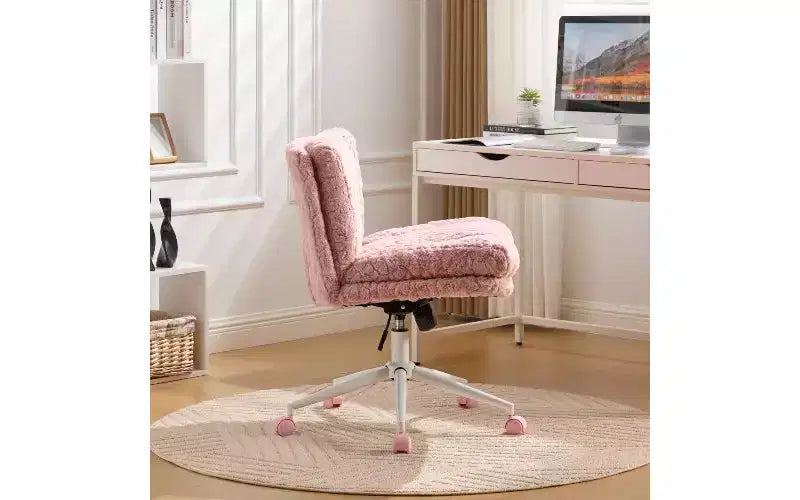 Chaise de bureau ergonomique TUYOHW en peluche fausse alpaga, chaise de bureau à domicile avec siège large de 67 cm, chaise pivotante réglable avec base en métal