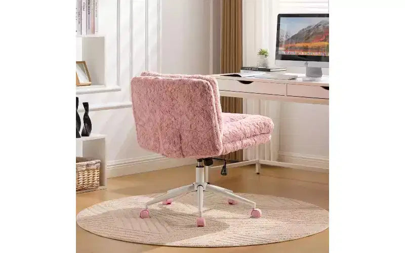 Chaise de bureau ergonomique TUYOHW en peluche fausse alpaga, chaise de bureau à domicile avec siège large de 67 cm, chaise pivotante réglable avec base en métal